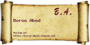Boros Abod névjegykártya